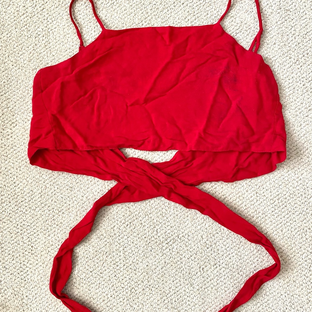 Brandy Melville Red Tie Top